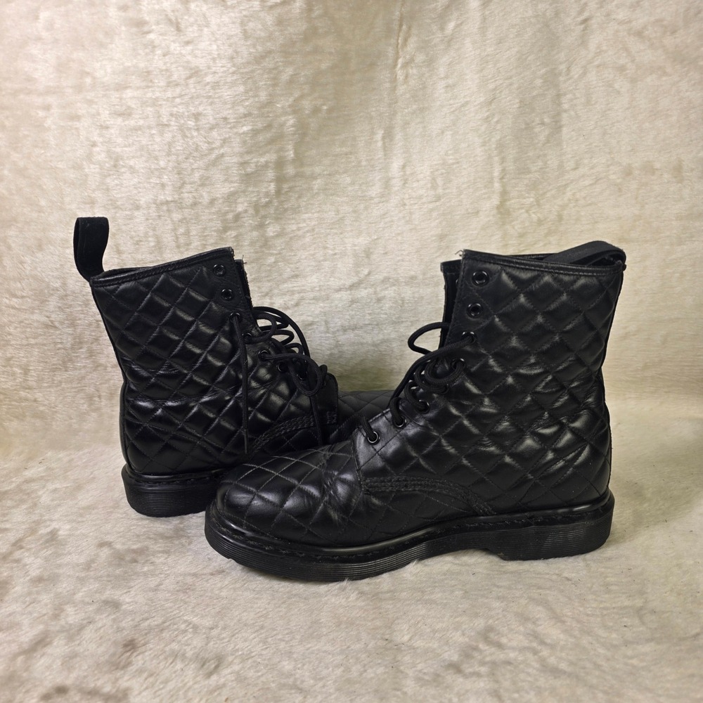 Dr. Martens Coralie Boots Black Quilted Leather Lace Up Combat 42 Womens 10 - Picture 4 of 7
